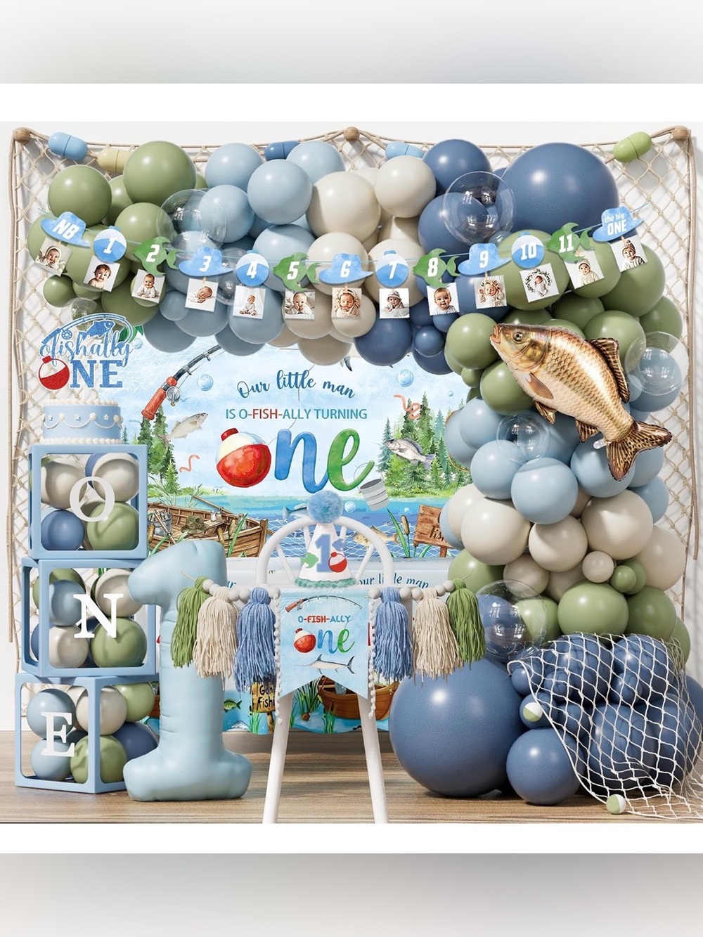 First Birthday Fishing Theme Party Kit-o fish ally one